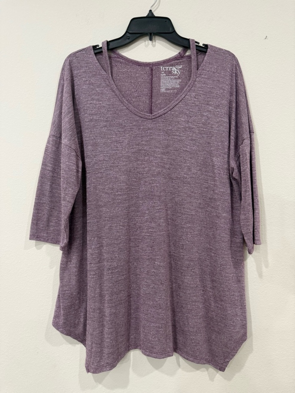 Terra & Sky Heather Plum V-Neck Easy Fit Top